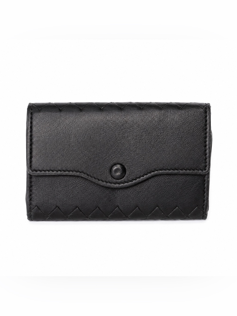 Bottega Veneta Black Leather key case - contains 1 ring/missing rings